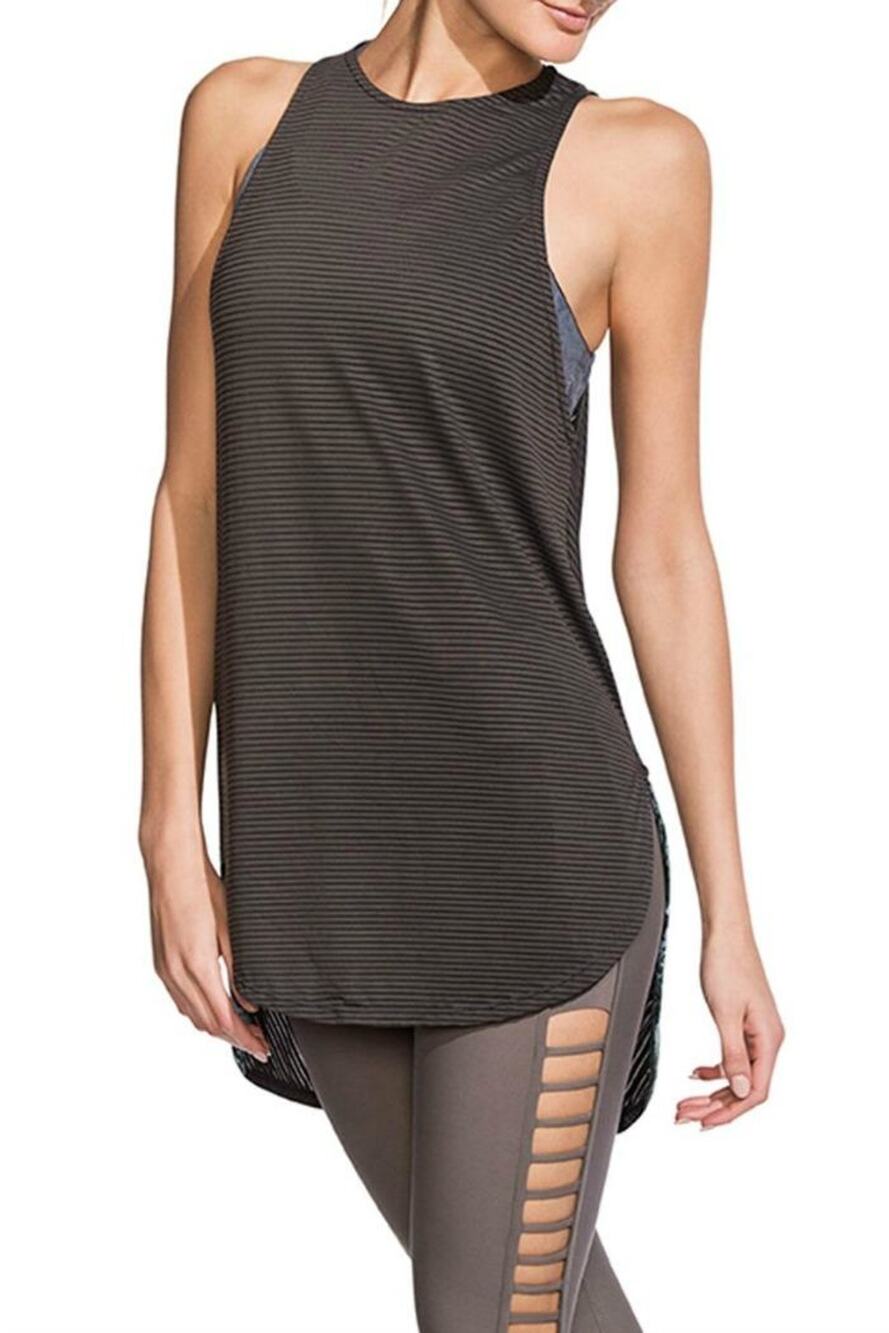 Maaji Activewear Silky Striped Tank Black Size Medium